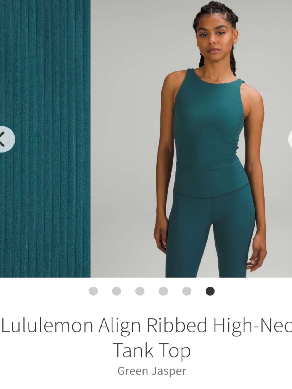 lululemon athletica Align Ribbed High-Neck Tank Top in Green Jasper Size 6